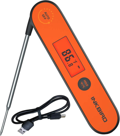 Inkbird Instant Read Meat Thermometer IHT-1P, Digital Waterproof Rechargeable Food Thermometer with Calibration, Magnet, Backlight for Cooking, Grill