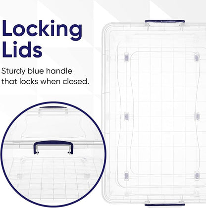 Superio Storage Bins with Lids, Clear Plastic Containers for Organizing, Stackable Totes, BPA Free, Odor Free, Organizer Boxes for Home, and Dorm (4 Pack, 60 Quart)