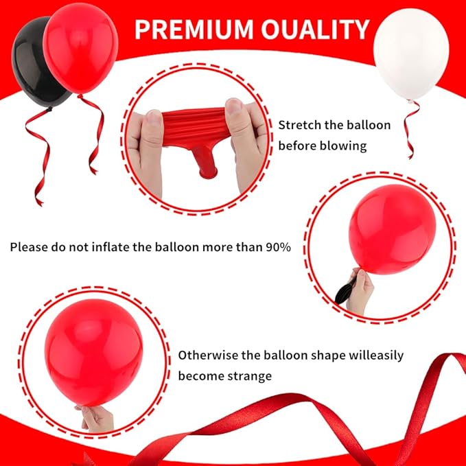 60Pcs Black and Red Balloons Graduation Balloons - 12 Inch Black Red Confetti with Ribbons for 2026 Graduation Decorations for Grad Party Decorations