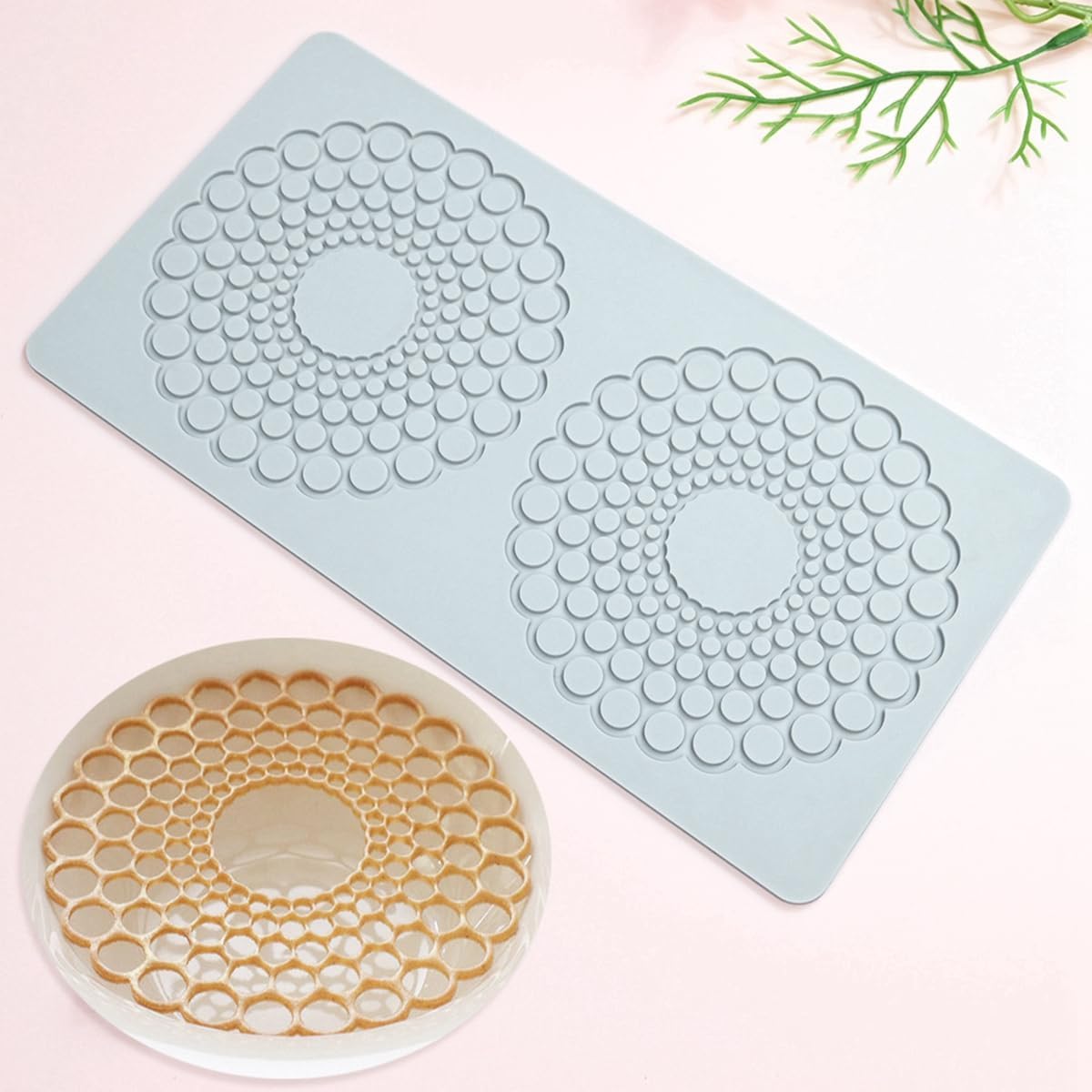 Tuke Hollow Round Circular Design Lace Mat Chocolate Fondant Mold DIY Sugar Craft Silicone Pad Cake Decorating Tools Kitchen Bakeware (D_ Round