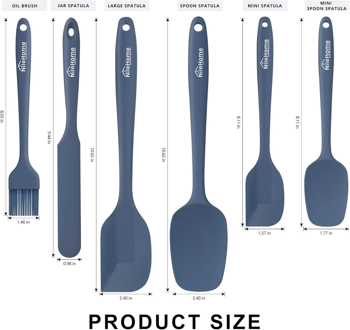 NileHome Silicone Spatula Set, 6 Packs Food Grade Kitchen Utensils with Silicone Brush Heat Resistant Dishwasher Safe BPA-Free Rubber Spatula for