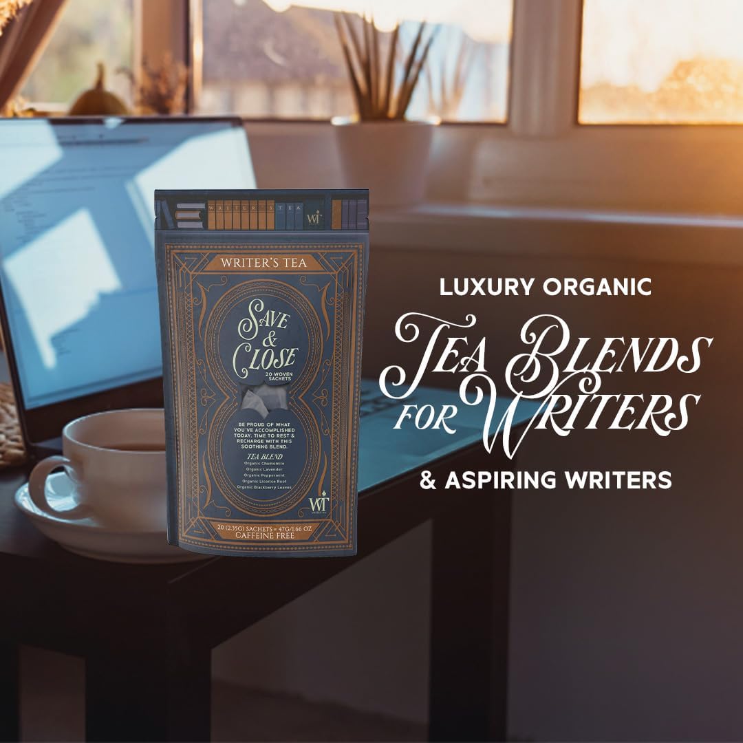Writer's Tea Save & Close - Nighttime Tea - Chamomile, Lavender, Peppermint, Licorice Root, and Blackberry Leaves Tea Blend - Caffeine Free
