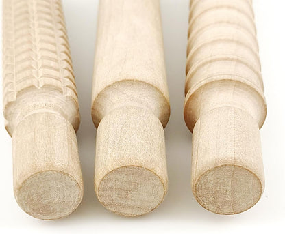 3 pcs 8 Inch Wood Rolling Pin, Great for Children's Play, Arts and Crafts
