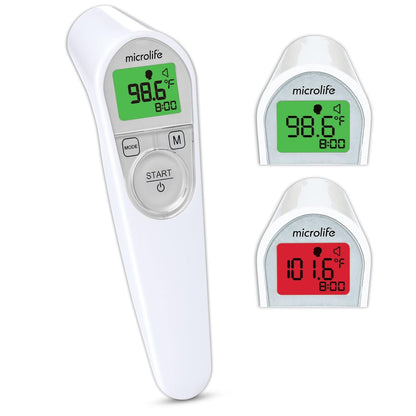 Microlife Non-Contact Forehead Thermometer, Digital Infrared No-Touch Thermometer (for Adults, Kids & Baby), Large Backlit LCD Screen, Fever Alarm