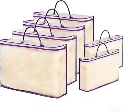 6 Pcs （16 * 12 * 4 Inch）Clear Zippered Storage Bags for Sweater Blanket Bed Sheet Storage, Plastic Storage Bags with Zipper for Closet Linen Sweater Blanket