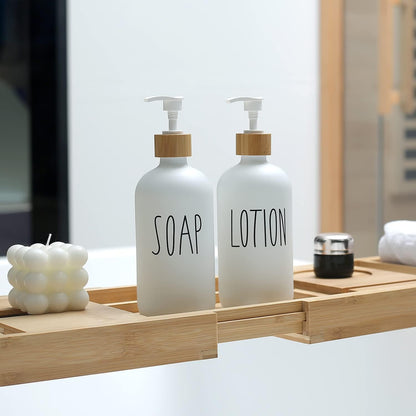 MOMEEMO White Soap Dispenser Bathroom Set, Soap and Lotion Dispenser Set Suitable for Bathroom Accessories Decor. (White)
