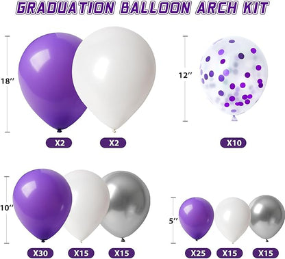 Graduation Decorations 2026 Graduation Party Decorations Set of 4 Boxes with 129pcs Balloons Arch Garland Kit Party Supplies for Any Grades Purple