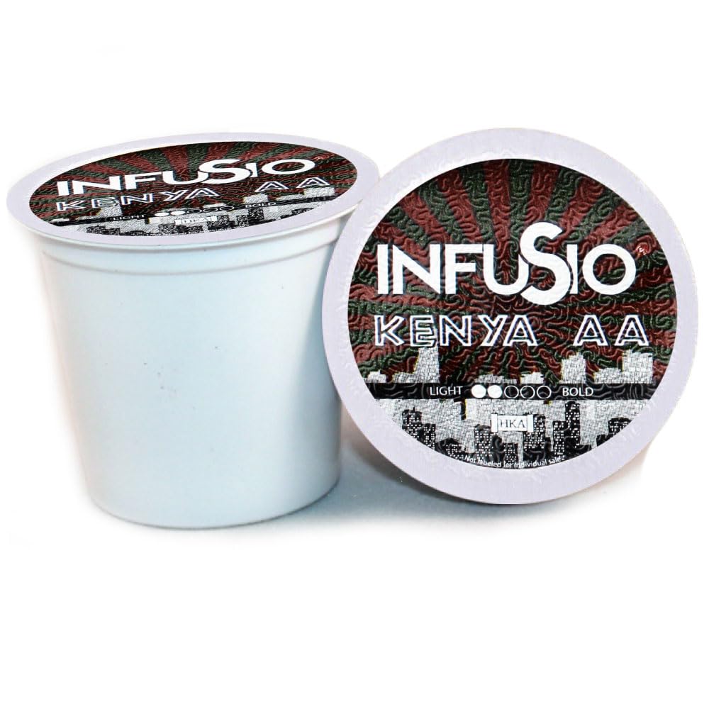 InfuSio Coffee Pods 96 Count Kenya AA Medium Dark Roast Single serve Coffee pods for Keurig K Cup® Brewers