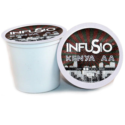 InfuSio Coffee Pods 96 Count Kenya AA Medium Dark Roast Single serve Coffee pods for Keurig K Cup® Brewers