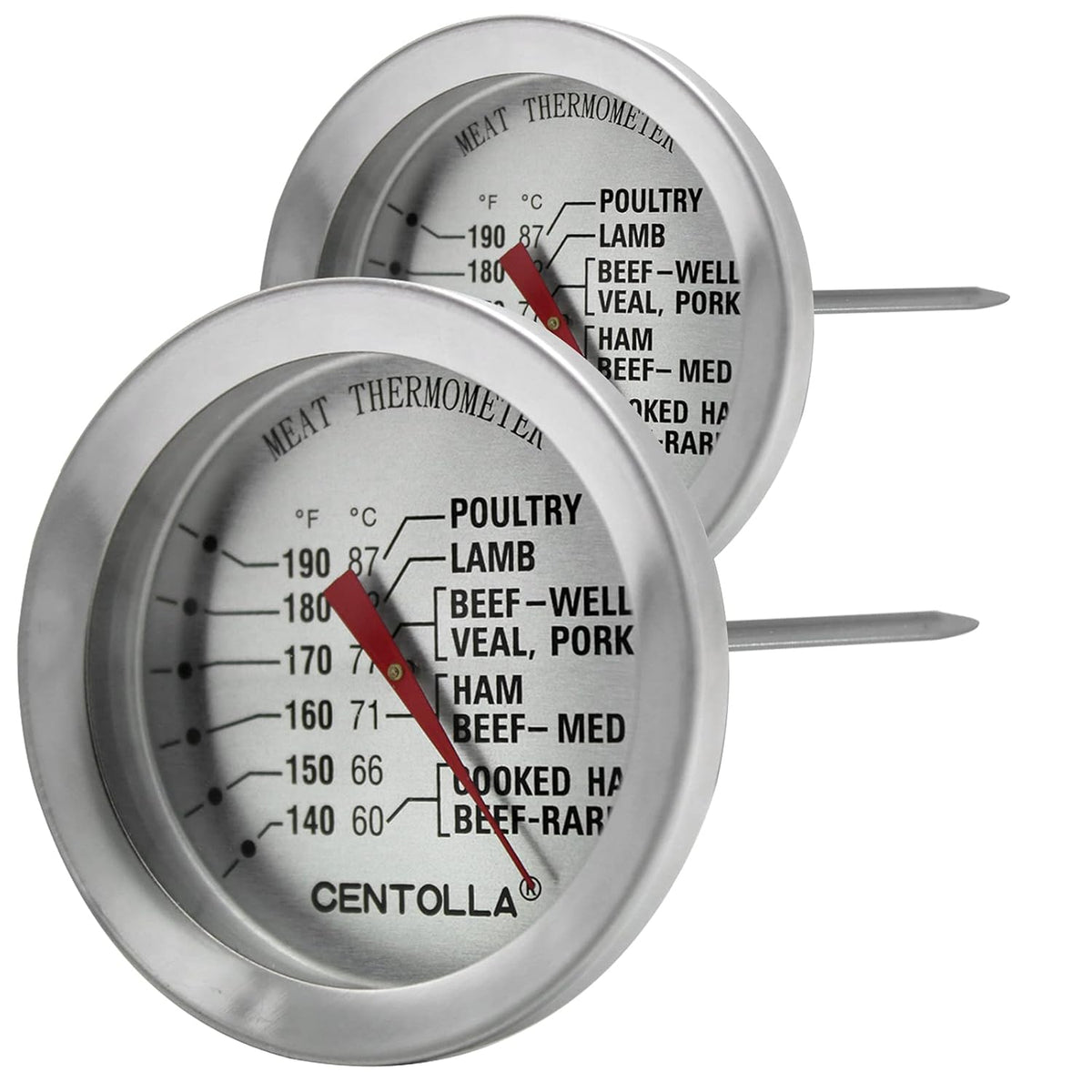 Meat Thermometer Oven Safe, 2 Pieces Dishwasher Safe Meat Thermometers for Cooking and Grilling