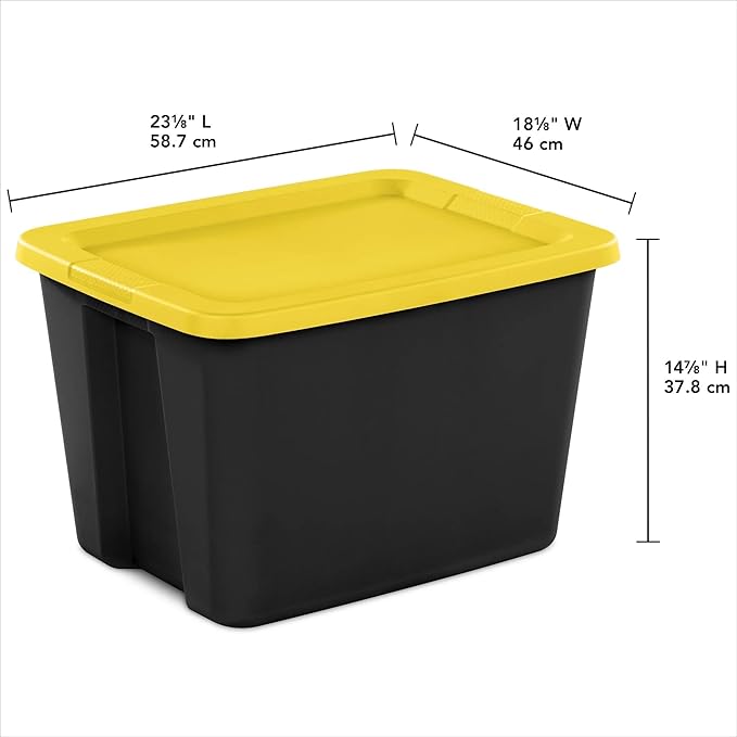 18 Gallon Plastic Storage Bin with Secure Snap Lid (Pack of 8) - Stackable Organizer Tote with Handles- Perfect for Closet, Dorm & Home Organization (yellow, (8 Pack) 18-Gallon)