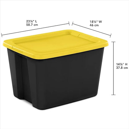 18 Gallon Plastic Storage Bin with Secure Snap Lid (Pack of 8) - Stackable Organizer Tote with Handles- Perfect for Closet, Dorm & Home Organization (yellow, (8 Pack) 18-Gallon)