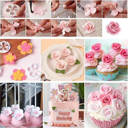 Flower Fondant Cutters,73Pcs Cake Cookie Cutter Plunger Sugarcraft Alphabet Letters Decorating Tools