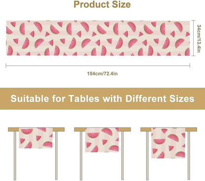 Fruits Table Runner, Tasty Summer Fruit Watermelon Stripes Fun Art Print Table Runner for Kitchen Dining Party Holiday Home 13x36in