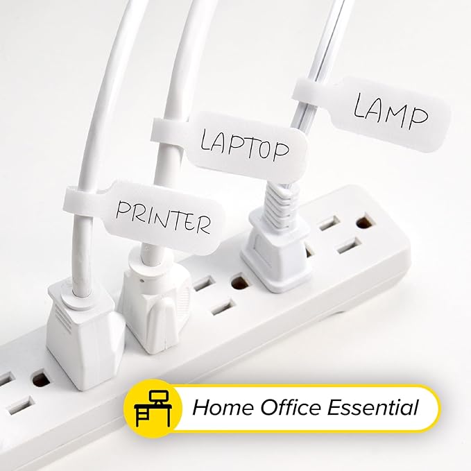 Wrap-It Storage Cable Labels - Medium, White (30-Pack) Write On Cord Labels, Wire Tags for Cable Management and Organizer for Electronics, Computers and More