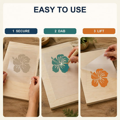 MAGJUCHE Hibiscus Stencil 12 Inches, Reusable Spring Flower Stencil for Painting DIY Crafts Decor