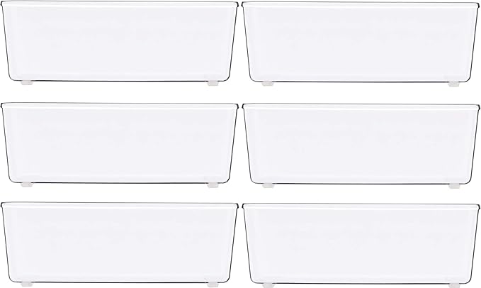 Simple Houseware Clear Drawer Organizer for Office Bin Desk Storage, 3.25"x 6.25", 6 Packs