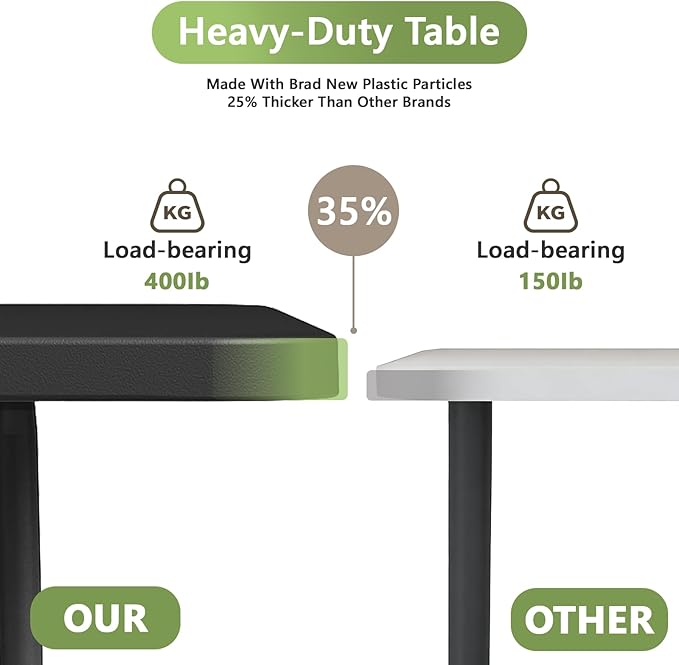 4ft Folding Table, Heavy Duty Plastic Card Table with Foldable Steel Legs, Metal Frame Support up to 400 lb, Portable for Indoor, Outdoor, Picnic, Camping, Dining, Party, Black