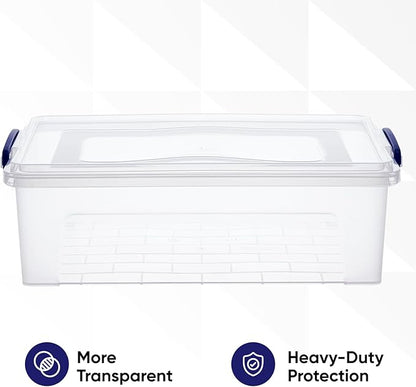Superio Storage Bins with Lids, Clear Plastic Containers for Organizing, Stackable Totes, BPA Free, Odor Free, Organizer Boxes for Home, and Dorm (2 Pack, 22.7 Qt)
