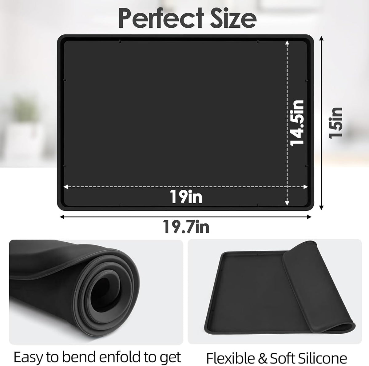 Tohonfoo Silicone Coffee Maker Mat with Lip, 19.7'' x 15'' Heavy Duty Coffee Maker Mat for Countertops