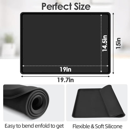 Tohonfoo Silicone Coffee Maker Mat with Lip, 19.7'' x 15'' Heavy Duty Coffee Maker Mat for Countertops