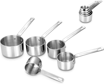 Keawell Premium 5-Piece Measuring Cups Set –1/4, 1/3, 1/2, 2/3, and 1 cup-18/10 Stainless Steel - Durable, Stackable, Dishwasher Safe