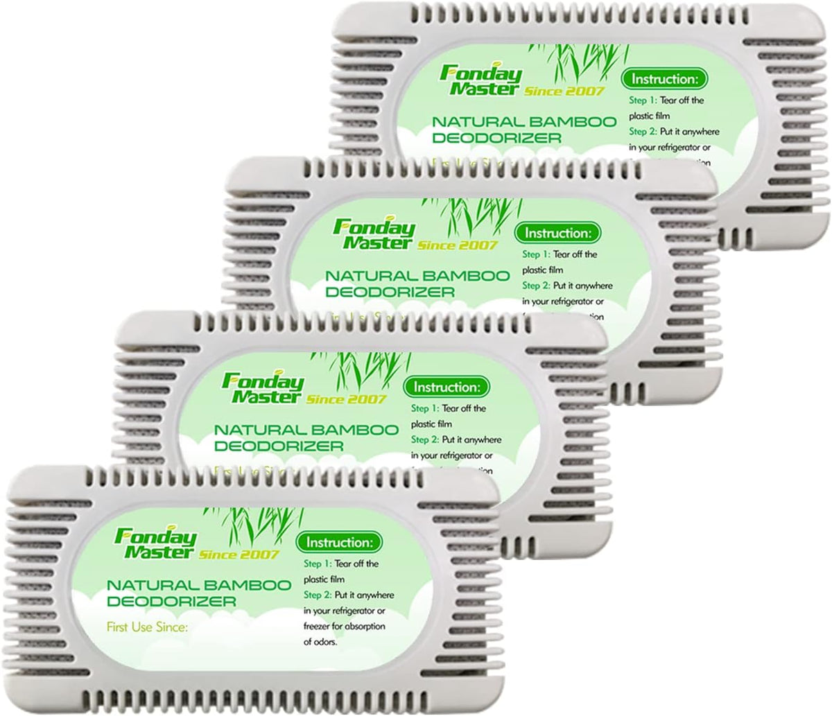 4Packs Fonday Refrigerator Deodorizer Odor Eliminator for Fridges Freezers Coolers Lunch Boxes Bamboo Charcoal More Effective Than Baking Soda