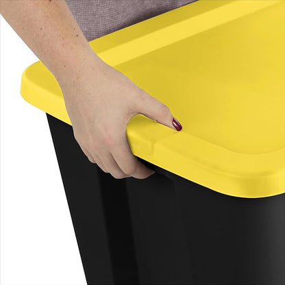 18 Gallon Plastic Storage Bin with Secure Snap Lid (Pack of 8) - Stackable Organizer Tote with Handles- Perfect for Closet, Dorm & Home Organization (yellow, (8 Pack) 18-Gallon)