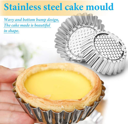 20 Packs Cupcake Mold, 3.8inch Stainless Steel Mini Pie Tartlet Cupcake Cake Muffin Mold Tin Pan Baking Tool