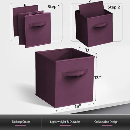 Sorbus 13 Inch Storage Bins - Sturdy Collapsible Fabric Storage Cubes with Handle - 8 Foldable Baskets for Organizing Clothes, Toys, Books - Storage Baskets for Shelves, Closets