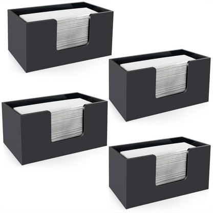 4Pack Paper Towel Holder Countertop, Acrylic Bathroom Paper Towel Holder, Black Napkin Holder for Kitchen, Countertop Multifold Z-fold C-fold,Trifold Paper Hand Towel Dispenser for Bathroom Toilet (4)