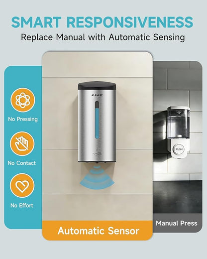 AIKE Classic Automatic Soap Dispenser,25 oz Liquid Wall Mount,Brushed Stainless Steel Finish Model AK1205E