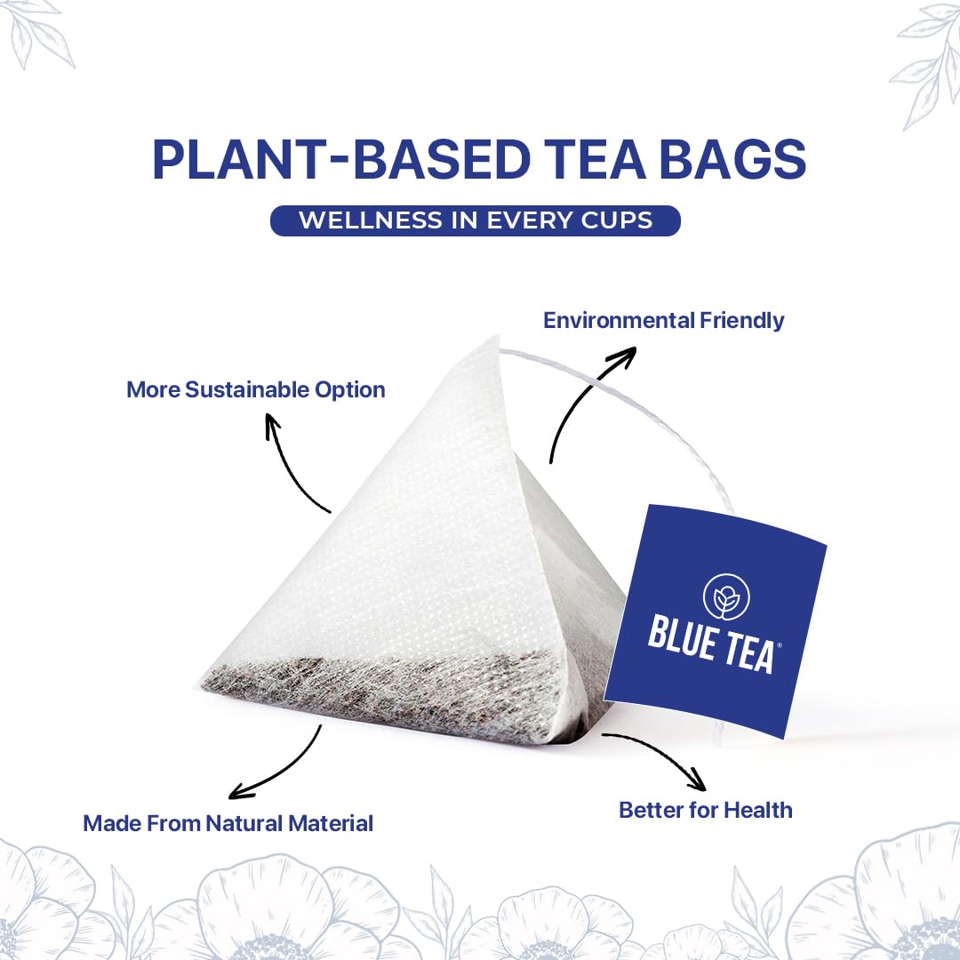 Blue TEA - Butterfly Pea Flower Tea - 10 Count (Pack of 2) - Pyramid Plant Based Tea Bag, Antioxidant Rich, Caffeine Free - Detox Tea