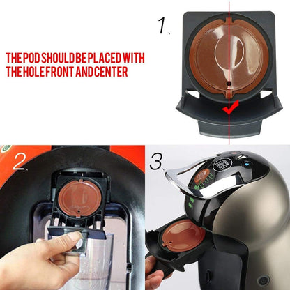 Brbhom 6 Refillable D*lce Gu*to Coffee Capsule,Reusable D*lce Gu*to Coffee Filter with Coffee Spoon,Brush (6Pcs Black)