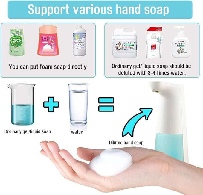 LAOPAO Automatic Foaming Soap Dispenser - Hand Free, Touchless, Countertop Soap Pump for Kitchen & Bathroom - Blue