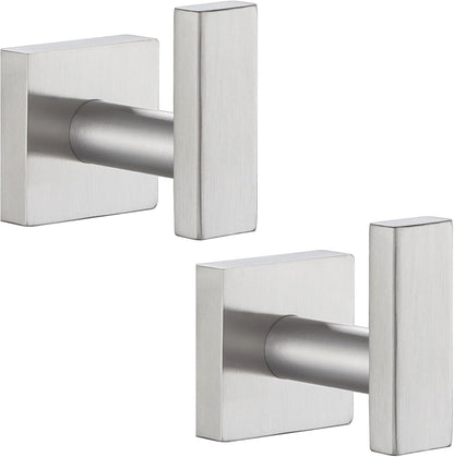 Angle Simple Bathroom Towel Hook 2 Pack, SUS304 Stainless Steel Bath Robe Holder, Modern Coat Hook Wall Mounted, Brushed Nickel