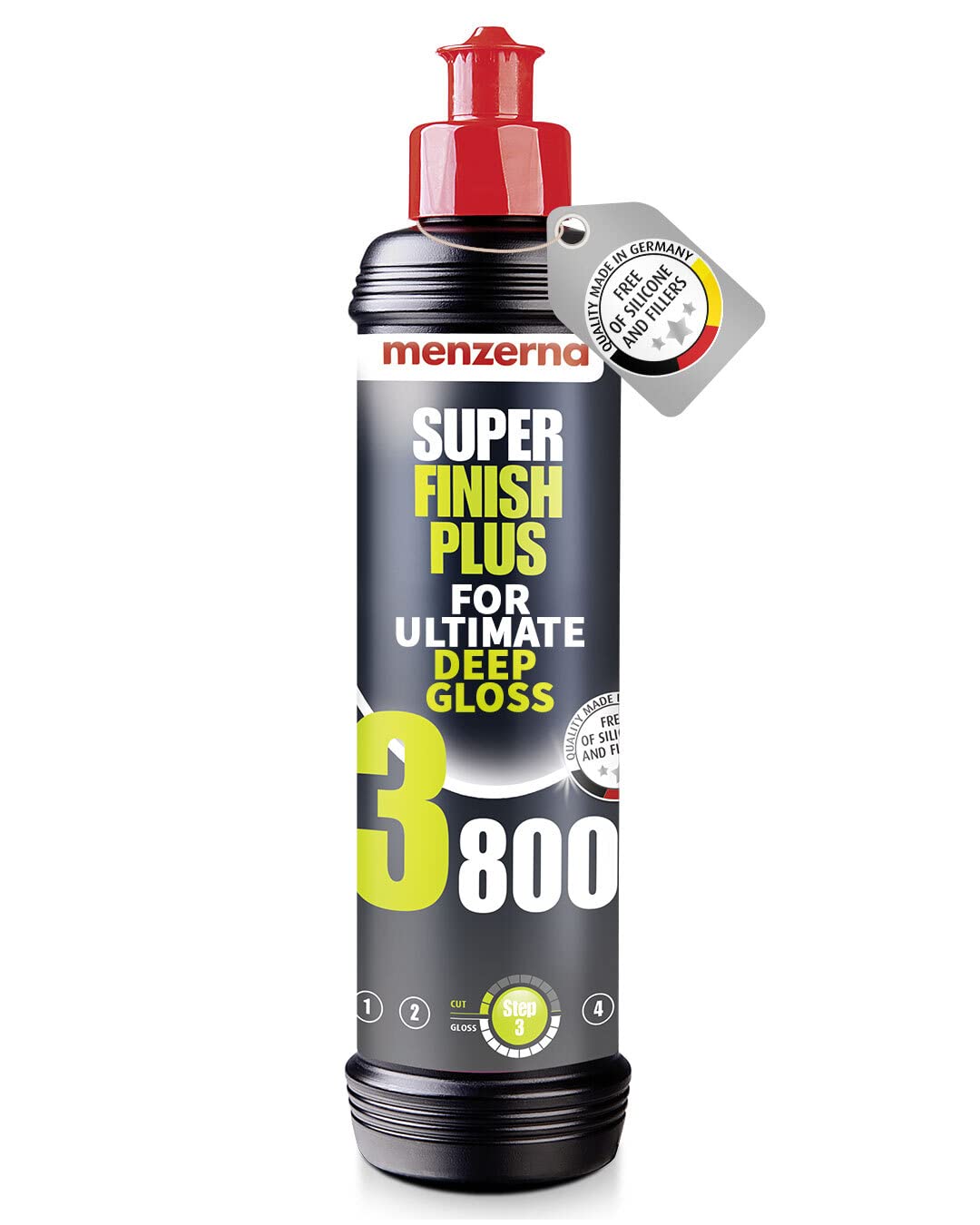 menzerna “Super Finish Plus 3800” I Deep Gloss Polish for a Perfect Mirror Finish I Polishing Compound for Micro Scratches & Holograms I Silicone Free I 8 fl oz.