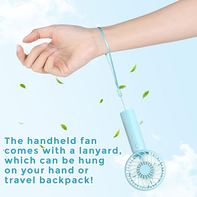 Tujoe 6 Pcs Mini Powerful Handheld Fan 3 Speed Personal Small Portable Rechargeable Fan with Base USB for Women Eyelash Makeup Office Travel Beach Indoor Outdoor (Blue)