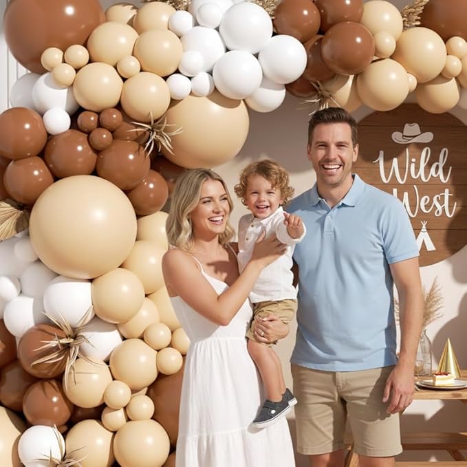 Neutral Balloon Garland Arch Kit 166Pcs, Boho Brown White Nude Balloon Arch, Different Sizes Brown Balloon for Woodland Birthday Teddy Bear Baby Shower Wedding Neutral Party Decoration
