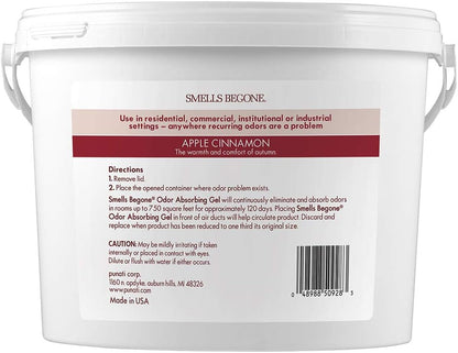 SMELLS BEGONE 1-Gallon Odor Absorber Gel - Air Freshener & Odor Eliminator for Homes, Garages & Commercial Buildings - Industrial Size - Apple Cinnamon Scent