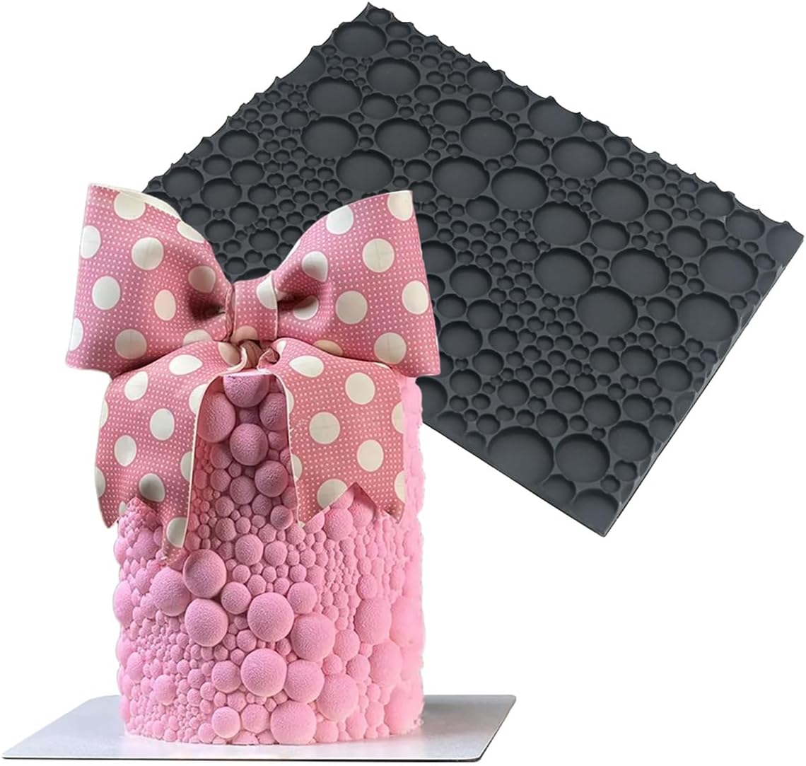 mostsom Silicone Lace Cake Mold for Fondant & Chocolate,Embossing Round Bubble Decorating - Reusable Baking Tools for Cupcakes, Cookies
