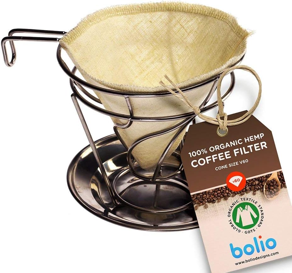 Organic Hemp Reusable Coffee Filter (No.2 Cone, 3pk)