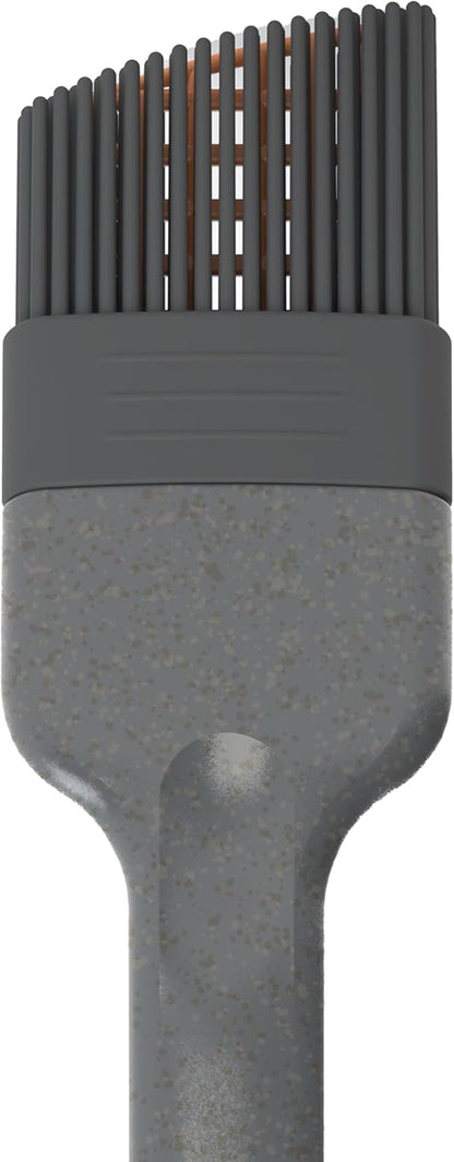 Zyliss Silicone Basting Brush - Heat-Resistant Non-Shedding Bristles with Center Grid for Better Coverage - Curved Handle