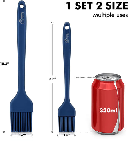 Hotec 2 pieces Set Basting Brushes Silicone Heat Resistant Pastry Brushes Spread Oil Butter Sauce Marinades for BBQ Grill Barbecue Baking Kitchen