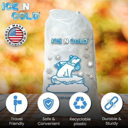 Ice Bags with Drawstring Closure | 20lb, 600ct/cs | 50 mic Thickness | Portable Storage and Freezer Keeper