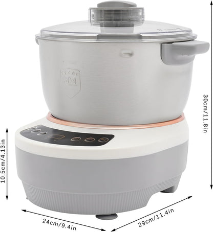 Electric Dough Maker with Ferment Function, 5L/ 4.5Qt 200W 304 Stainless Steel Dough Mixer Machine, Commercial Bread Mixer for Roti Bread Pizza Baking Dumpling Dough & Sourdough(Silver)