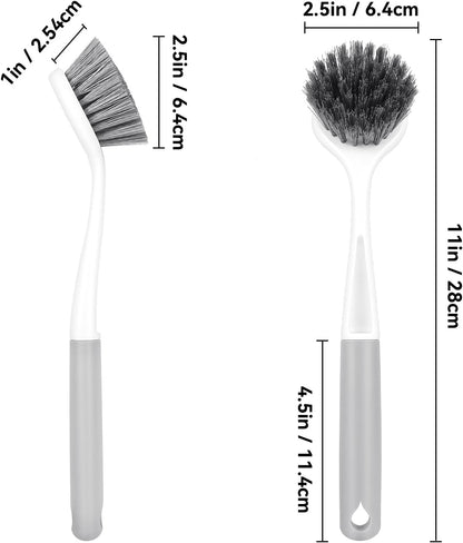 2 Pack Kitchen Scrub Brushes for Cleaning Dish Brush with Handle for Pans, Pots, Kitchen Sink Cleaning Scrub Brushes (PP Plastic)