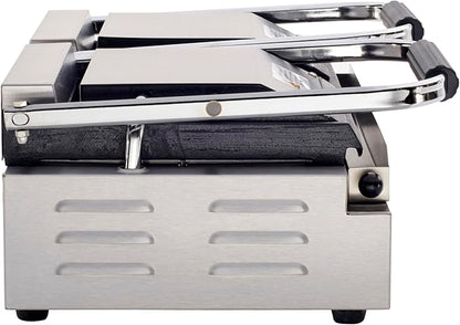 Kratos Commercial Electric Panini Sandwich Grill with Grooved Top and Smooth Bottom Plates, 18.7"x9" Cooking Surface, Commercial Countertop Panini Press, 120V, 3500W (29Y-025)