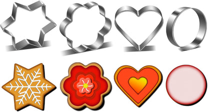 Metal Cookie Cutters Set- Heart, Star, Round, Flower - 12Pcs Cookie Cutters - Heart Star Cookie Cutter Round Small Cutter Flower Cookie Cutter for