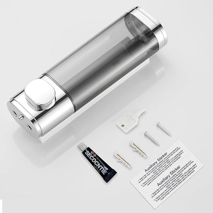 Wall Mounted Shampoo Dispenser for Shower - 1 Chamber No Drill Conditioner and Body Wash Dispenser for Bathroom, Large Capacity, Chrome